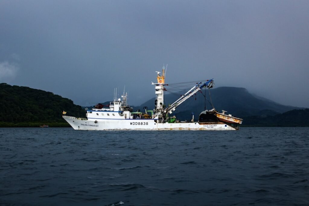 sailing white fishing boat