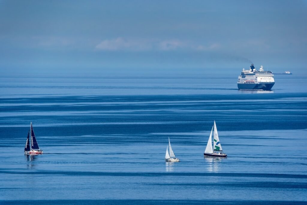 several boats on the water