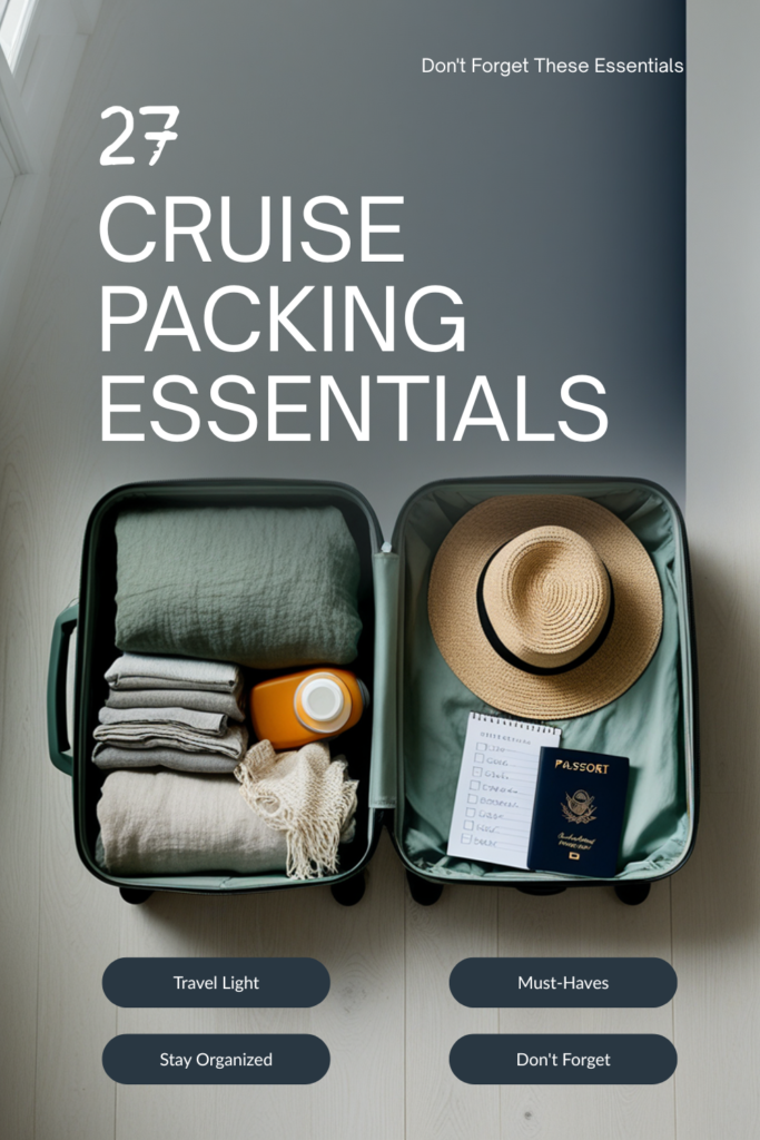 cruise packing list essentials flat lay