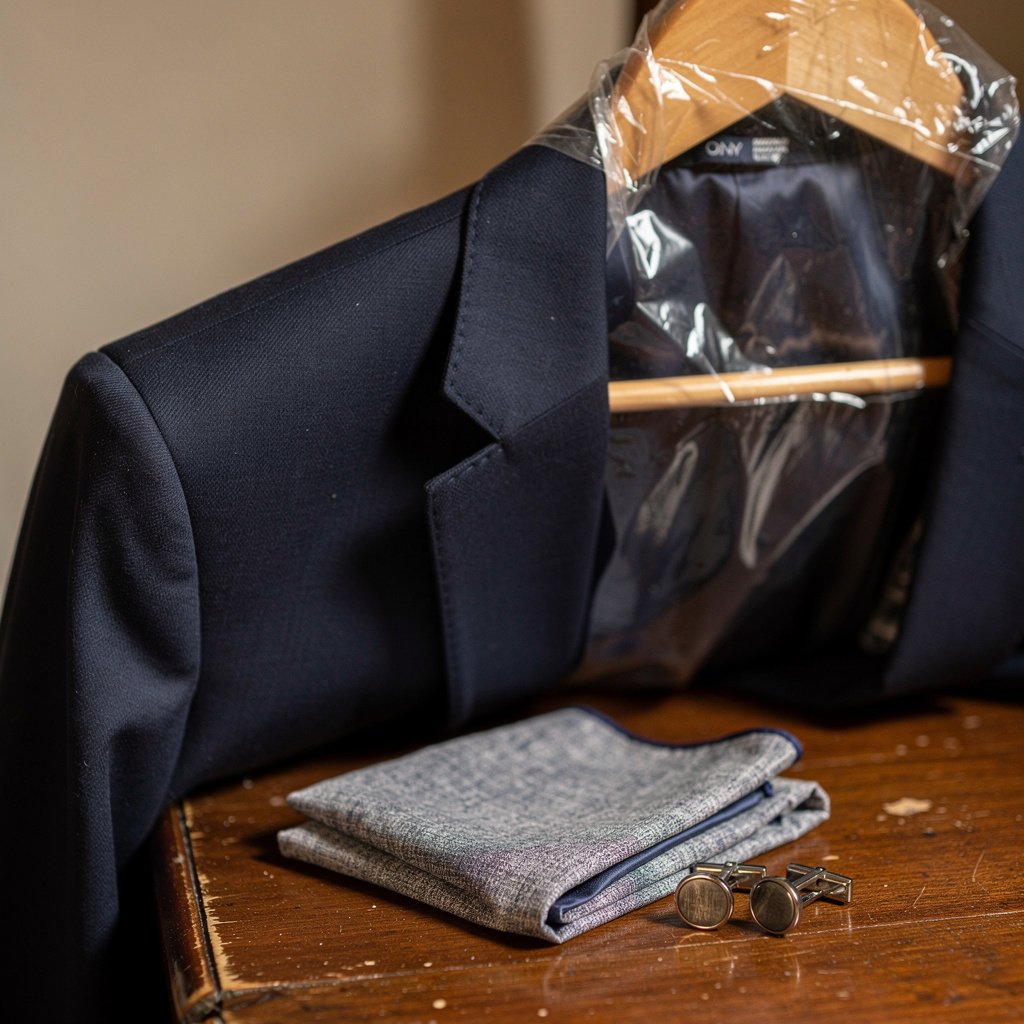 navy blazer garment bag wrinkle trick