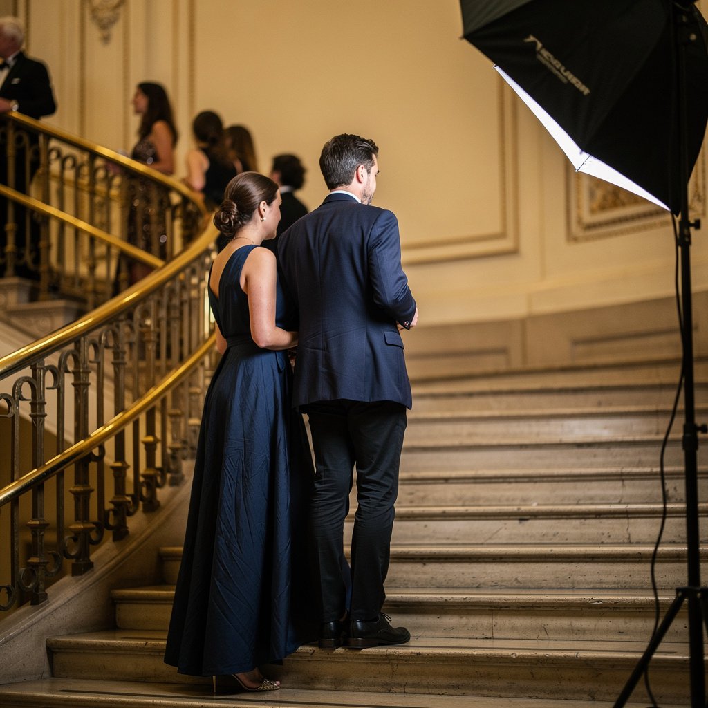 formal night staircase photo cruise