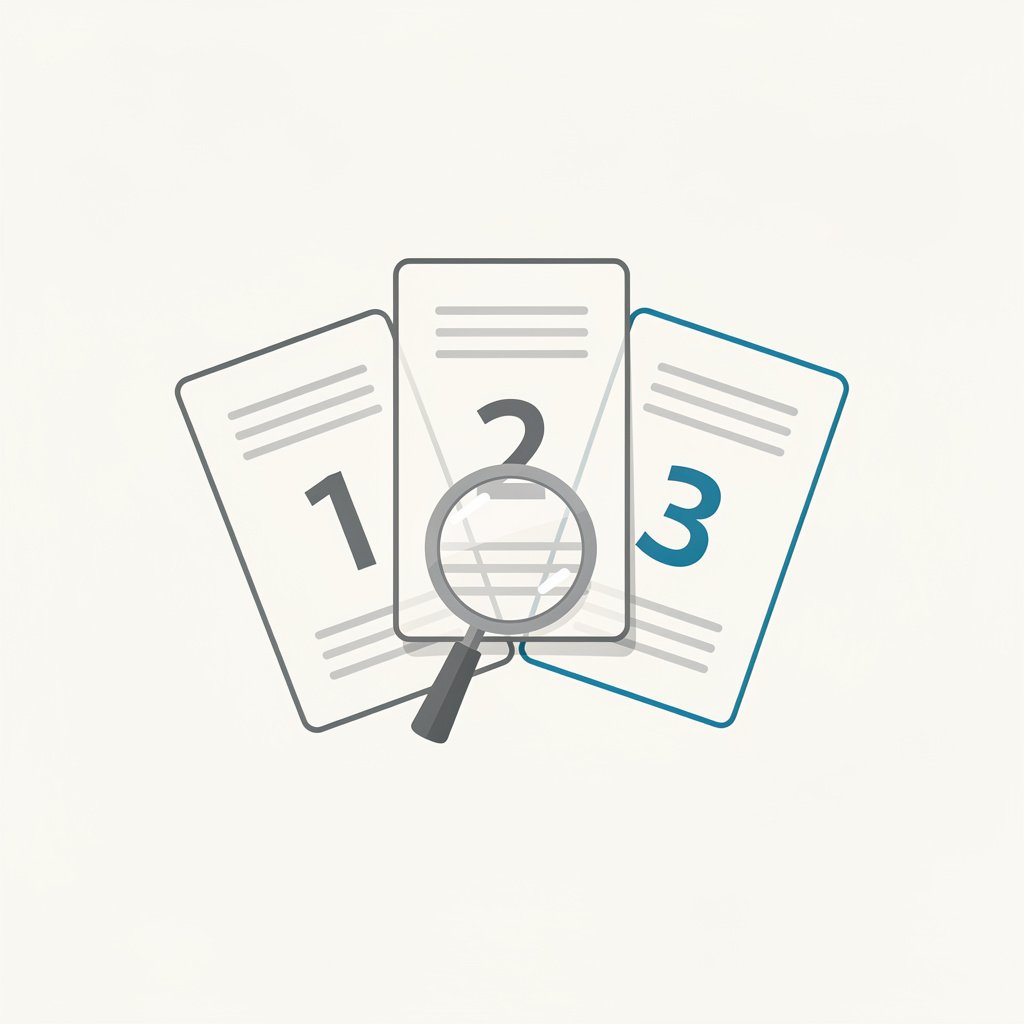 Editorial illustration of three overlapping documents showing different figures beneath a magnifying glass
